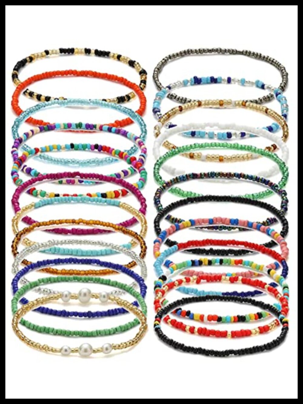 Handmade Boho Beaded Anklet Set Adjustable Women's Ankle Bracelets Beach Jewelry